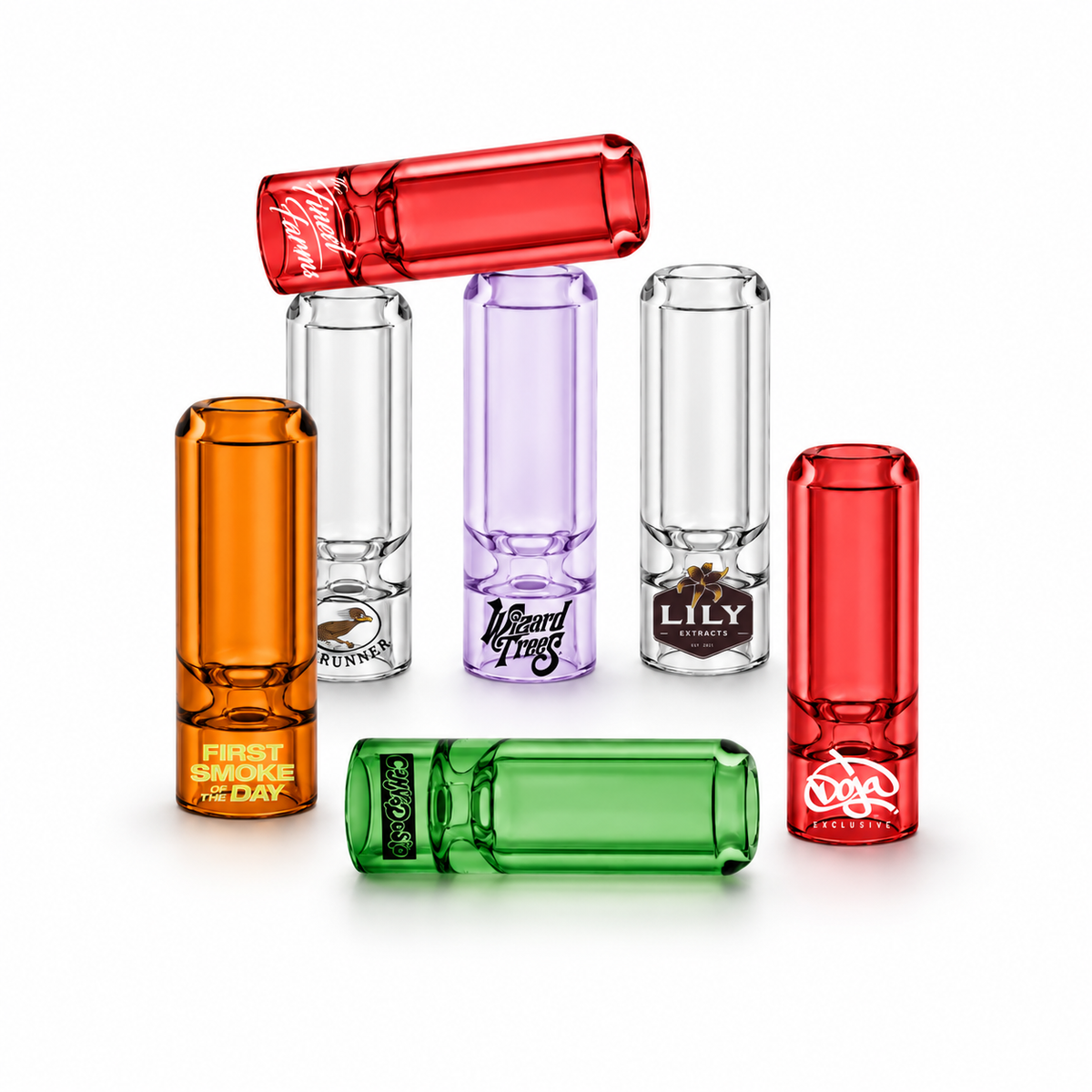 Hourglass Bullet Glass Filter Tips - Custom Logo (Clear)