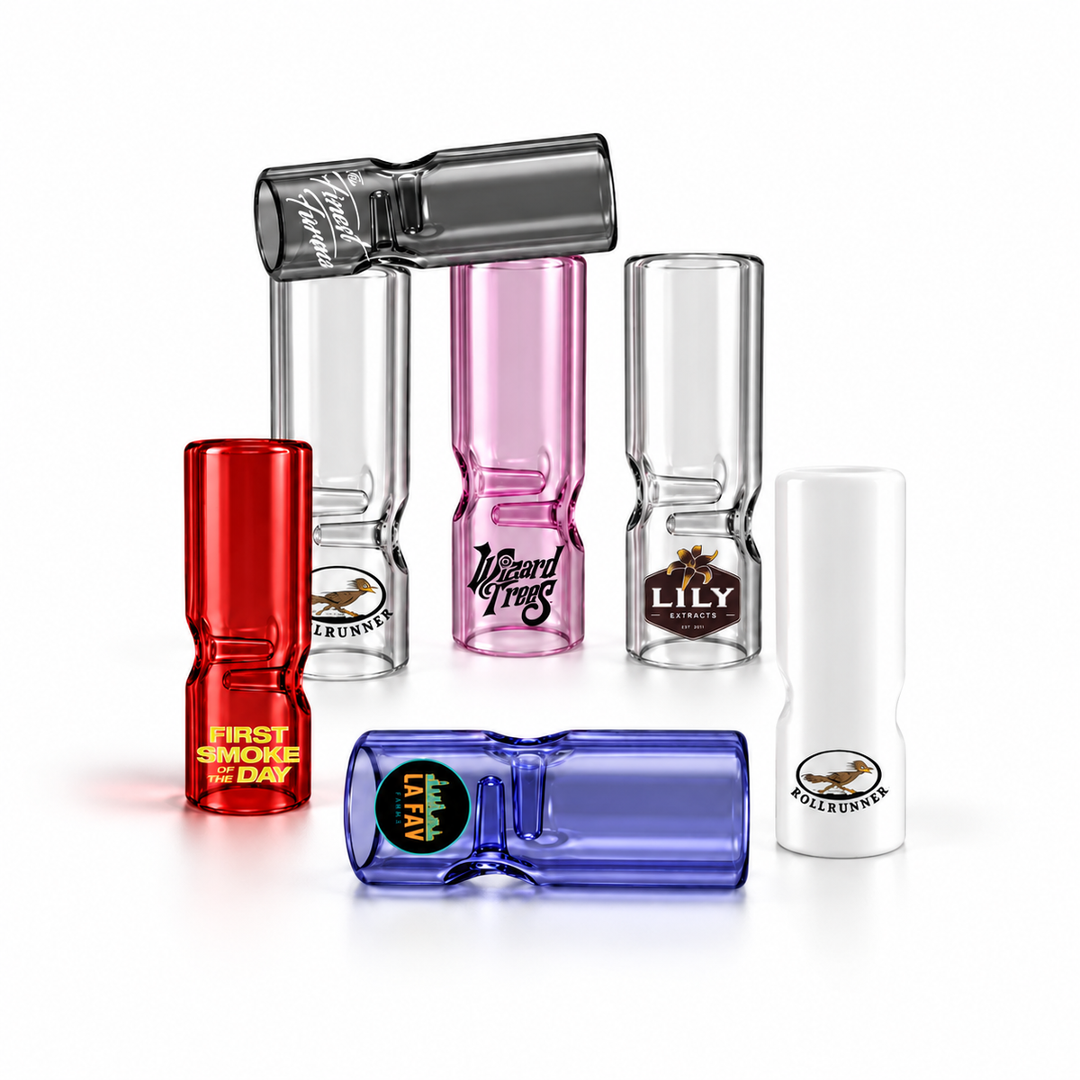 Standard Round Glass Filter Tips – Custom Logo (Clear)