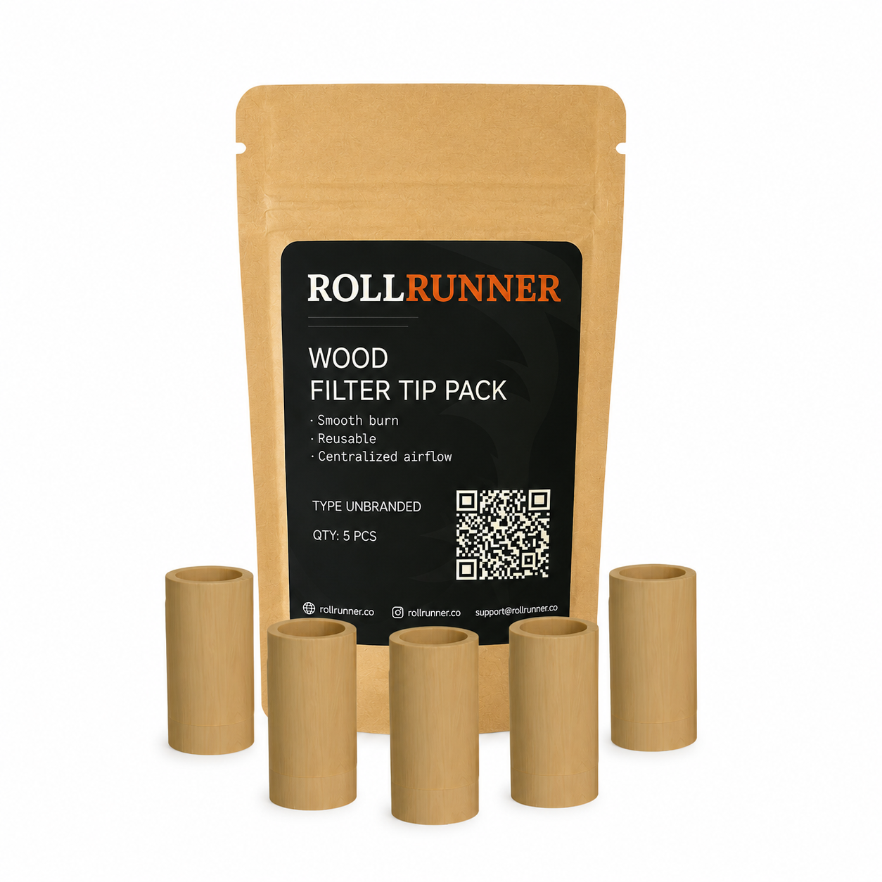 Hollow Wood Filter Tips (5 PCS)