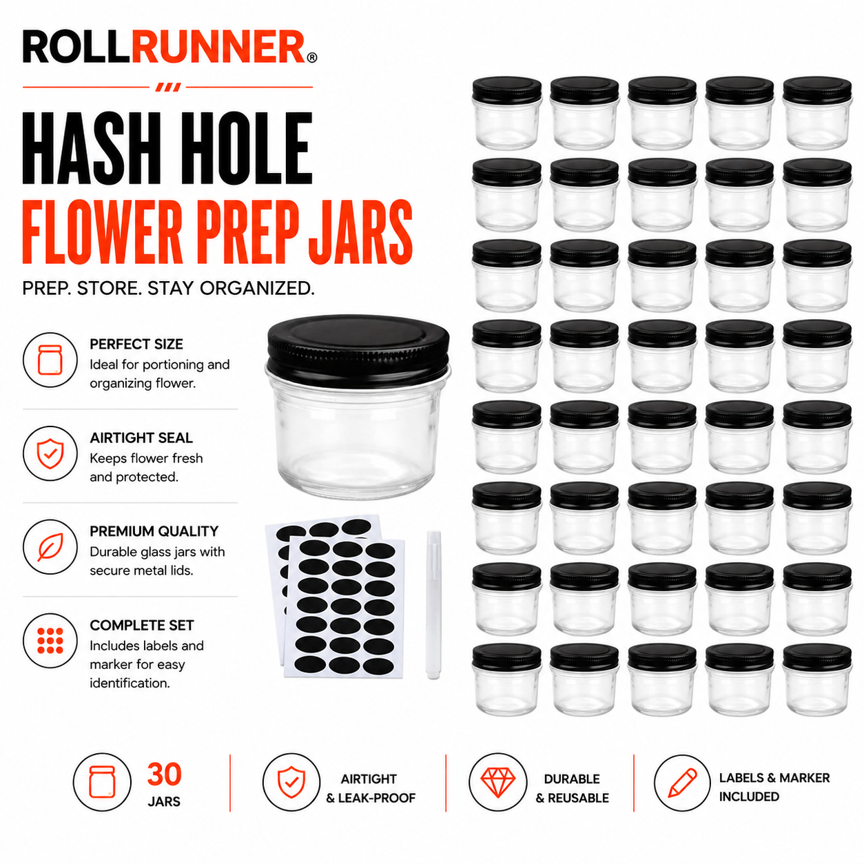 Hash Hole Flower Prep Jar (10 pcs)
