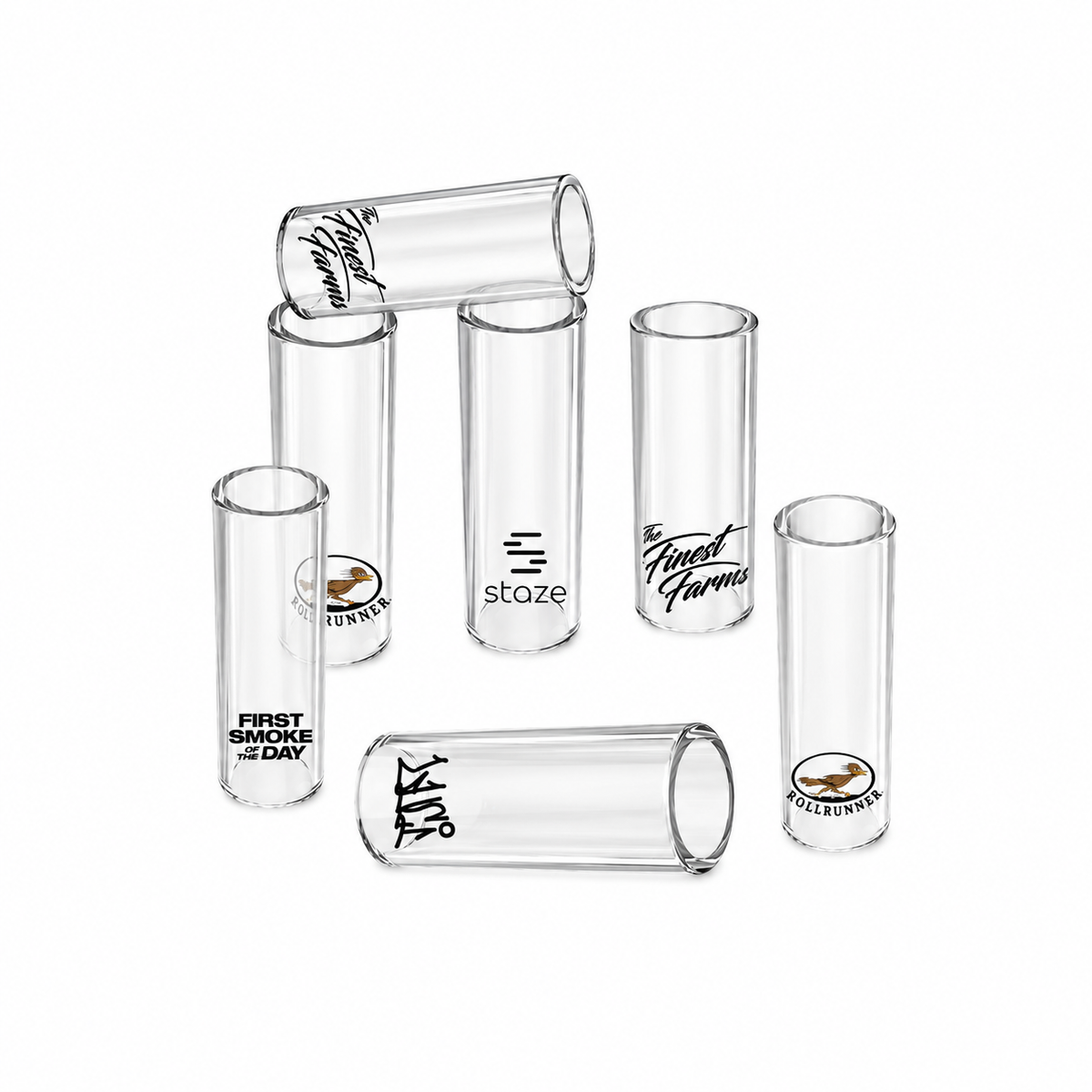 Hollow Tube Glass Filter Tips – Custom Logo (Clear)