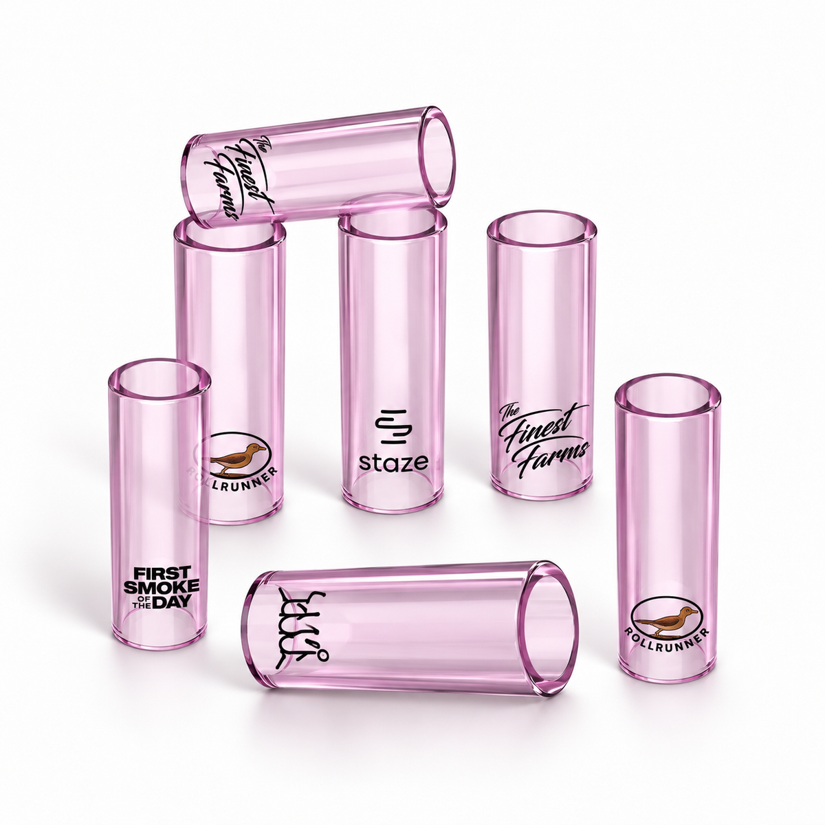 Hollow Tube Glass Filter Tips – Custom Logo (Pink)