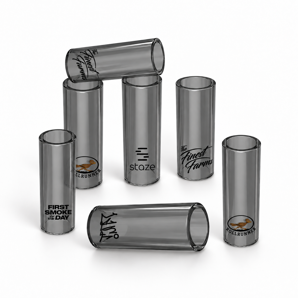Hollow Tube Glass Filter Tips – Custom Logo (Grey)