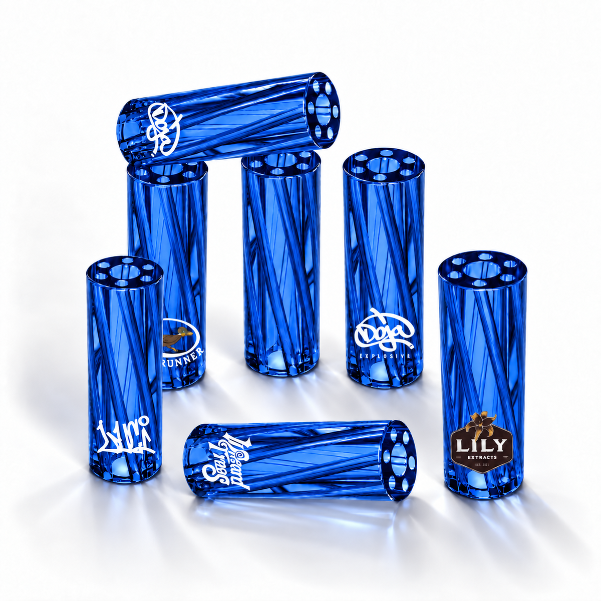 Vortex Glass Filter Tips – Custom Logo (Blue)