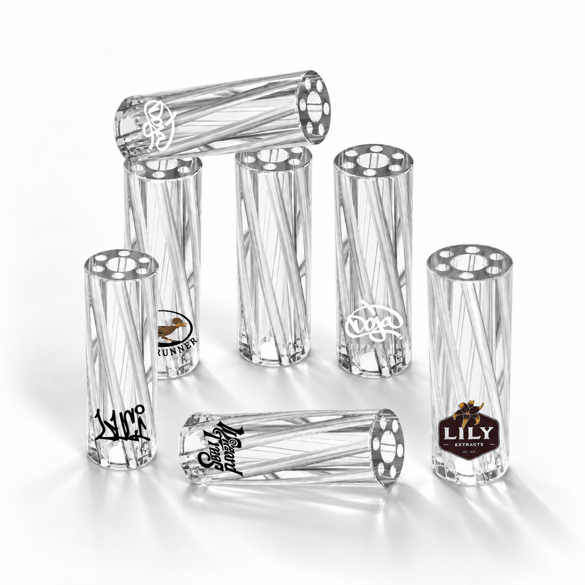 Vortex Glass Filter Tips – Custom Logo (Clear)