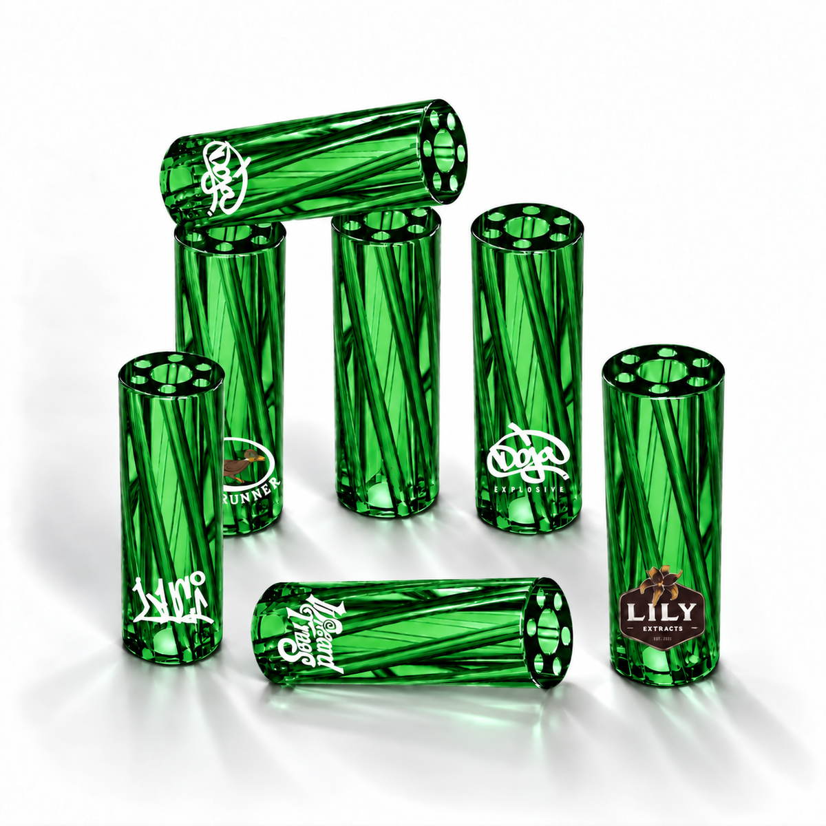 Vortex Glass Filter Tips – Custom Logo (Green)