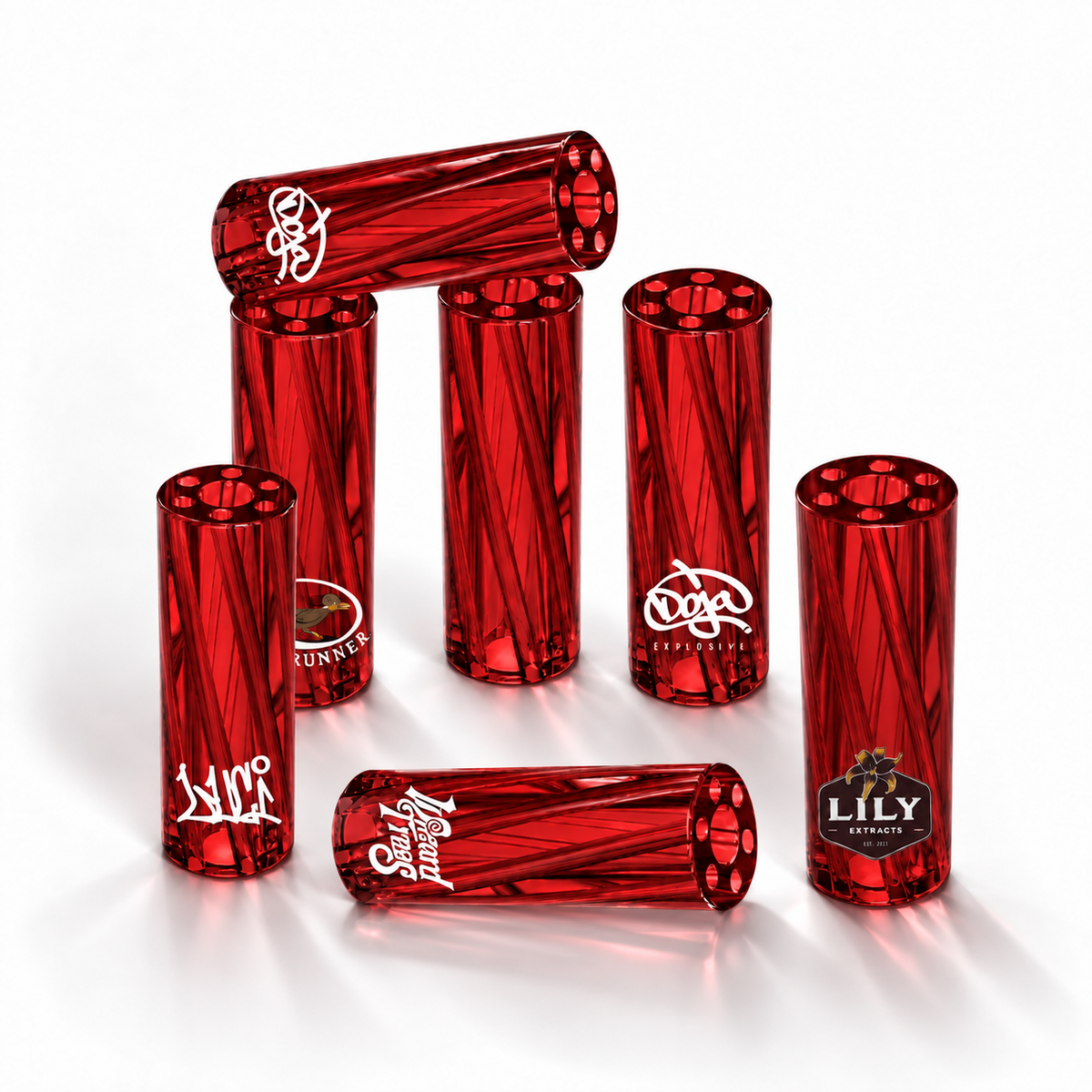 Vortex Glass Filter Tips – Custom Logo (Red)