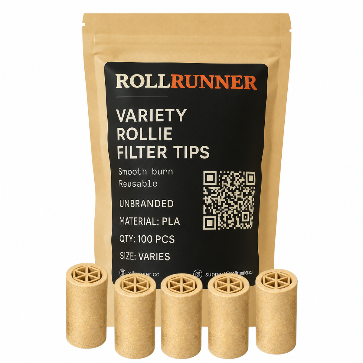 Natural PLA Abstract Design Filter Tips – (100 Pack)
