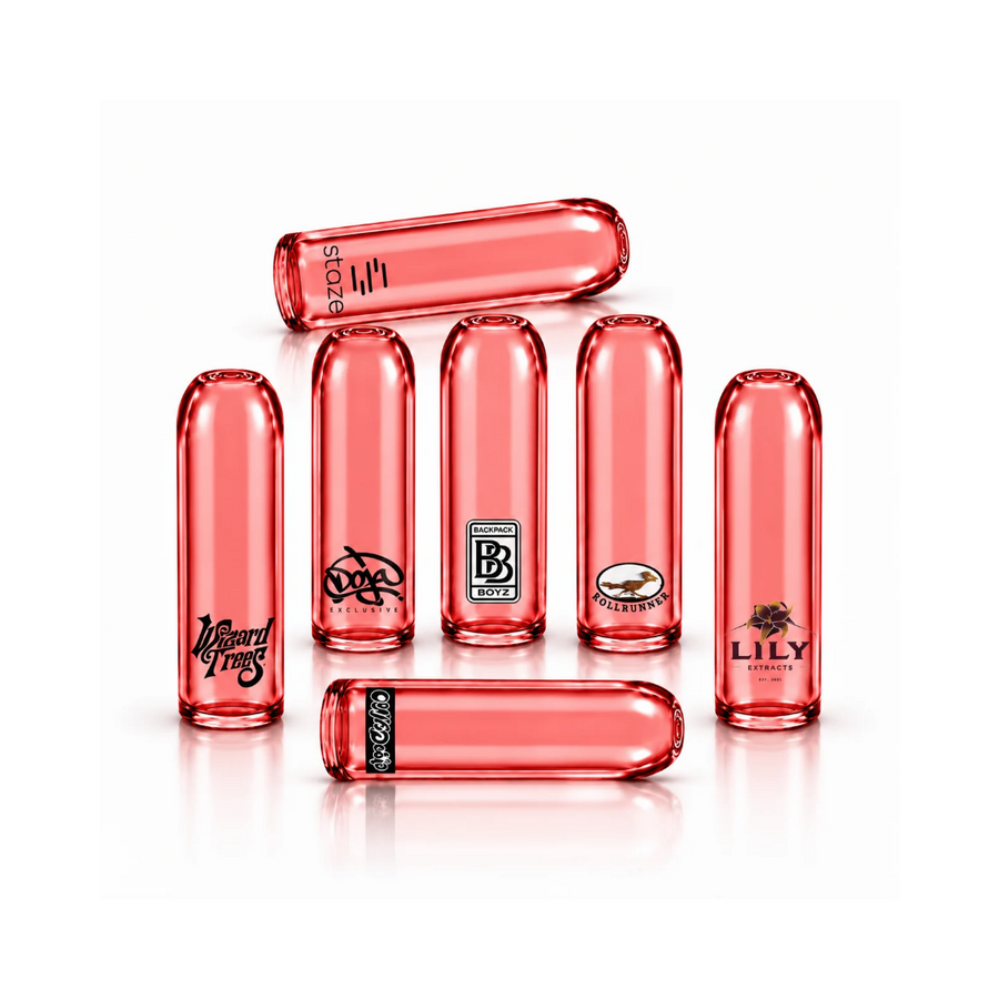 Hollow Bullet Glass Filter Tips – Custom Logo (Red)