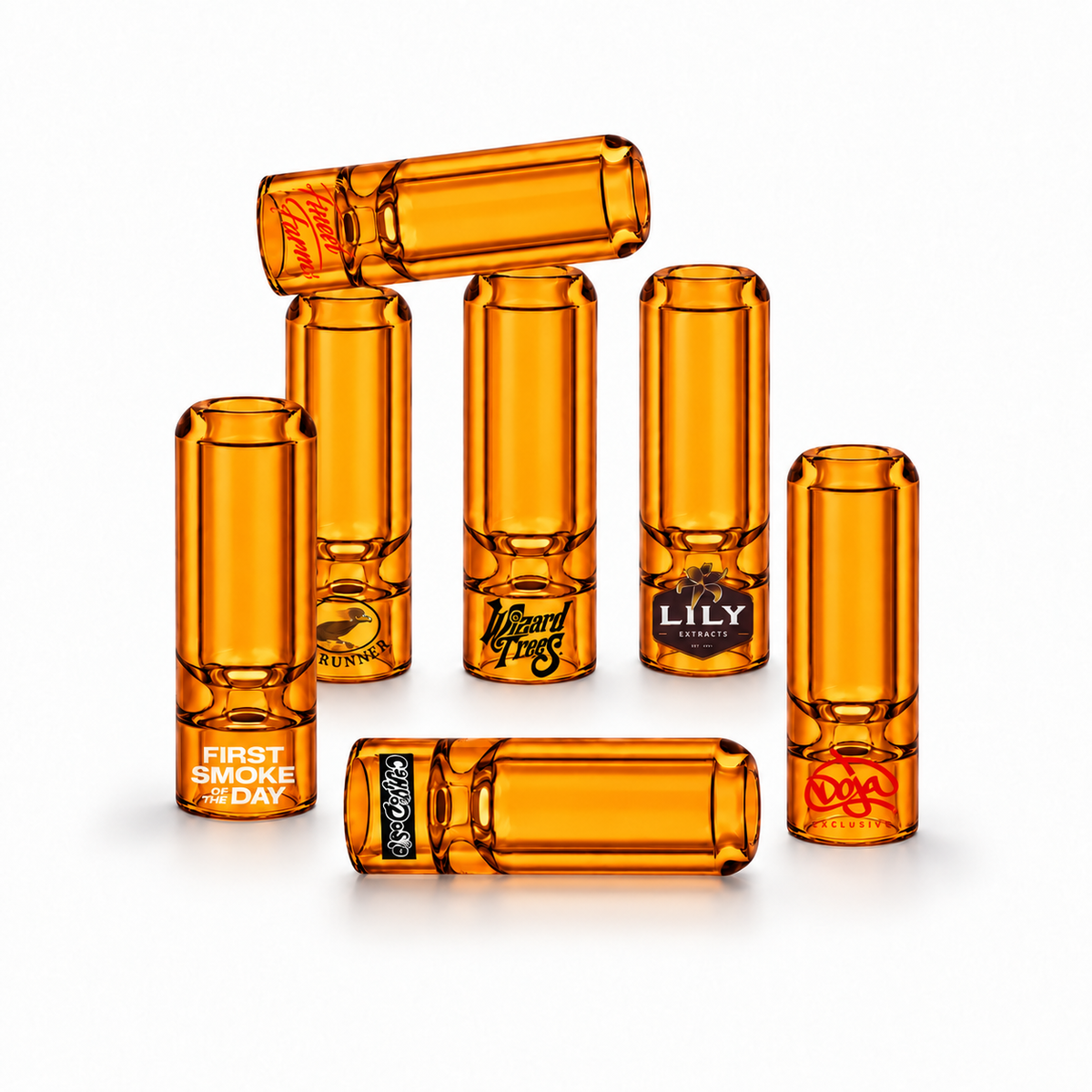 Hourglass Bullet Glass Filter Tips - Custom Logo (Orange)