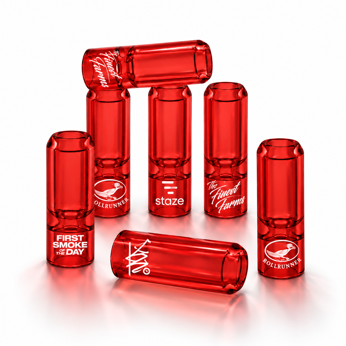 Hourglass Bullet Glass Filter Tips - Custom Logo (Red)