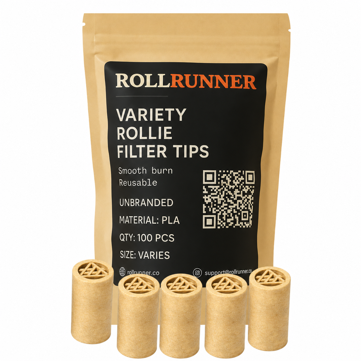 Natural PLA Tri-Chamber Design Filter Tips – (100 Pack)