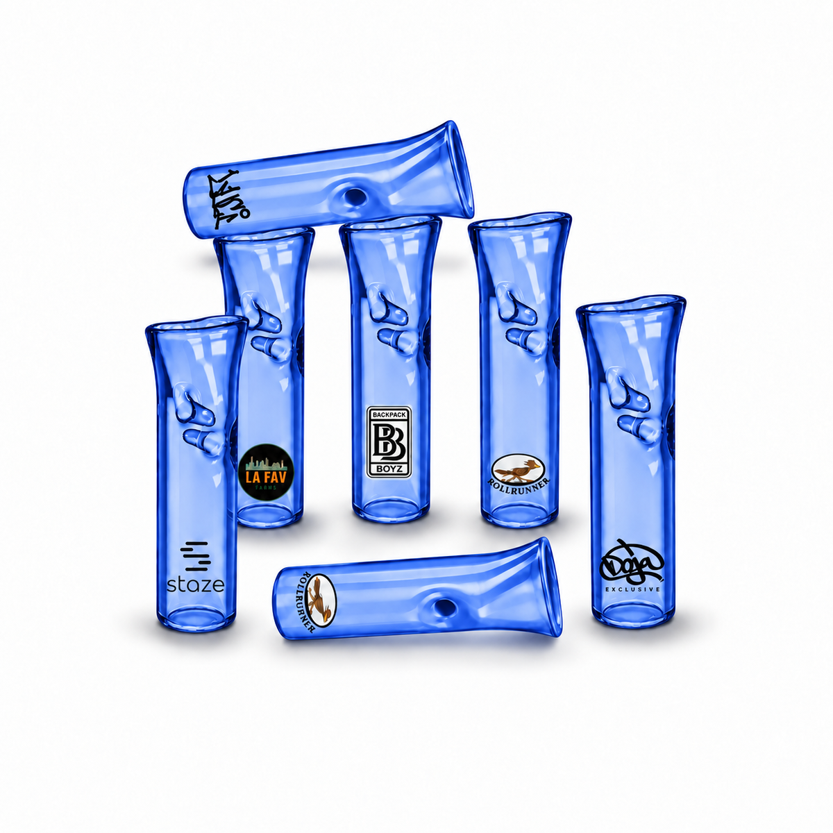 Standard Flat Mouth Glass Filter Tips – Custom Logo (Blue)