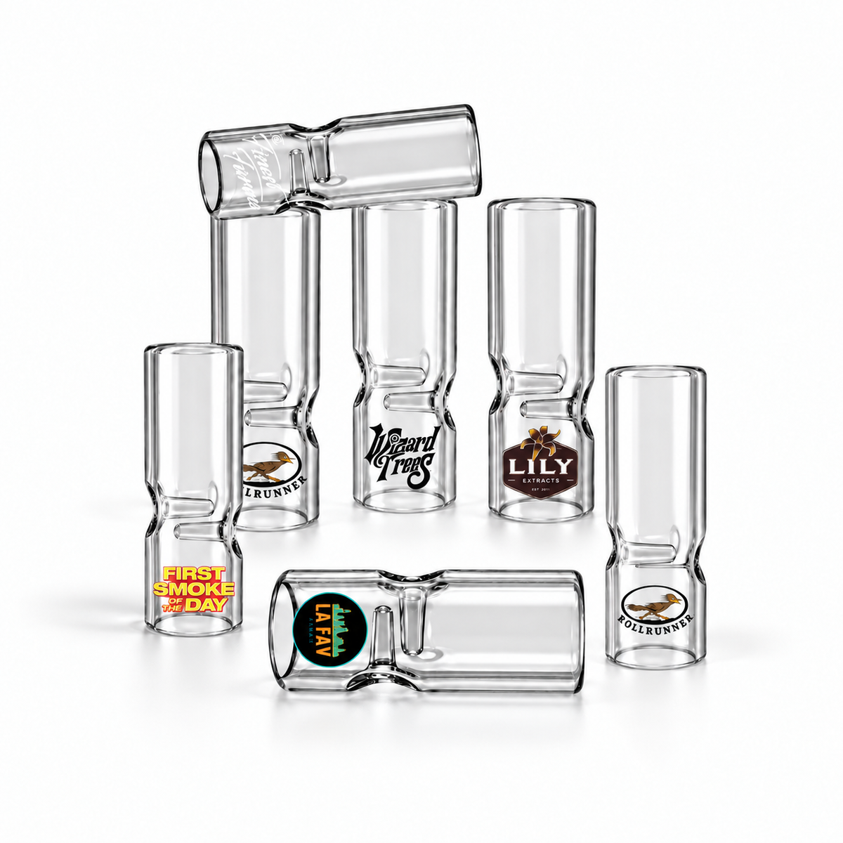 Standard Round Glass Filter Tips – Custom Logo (Clear)