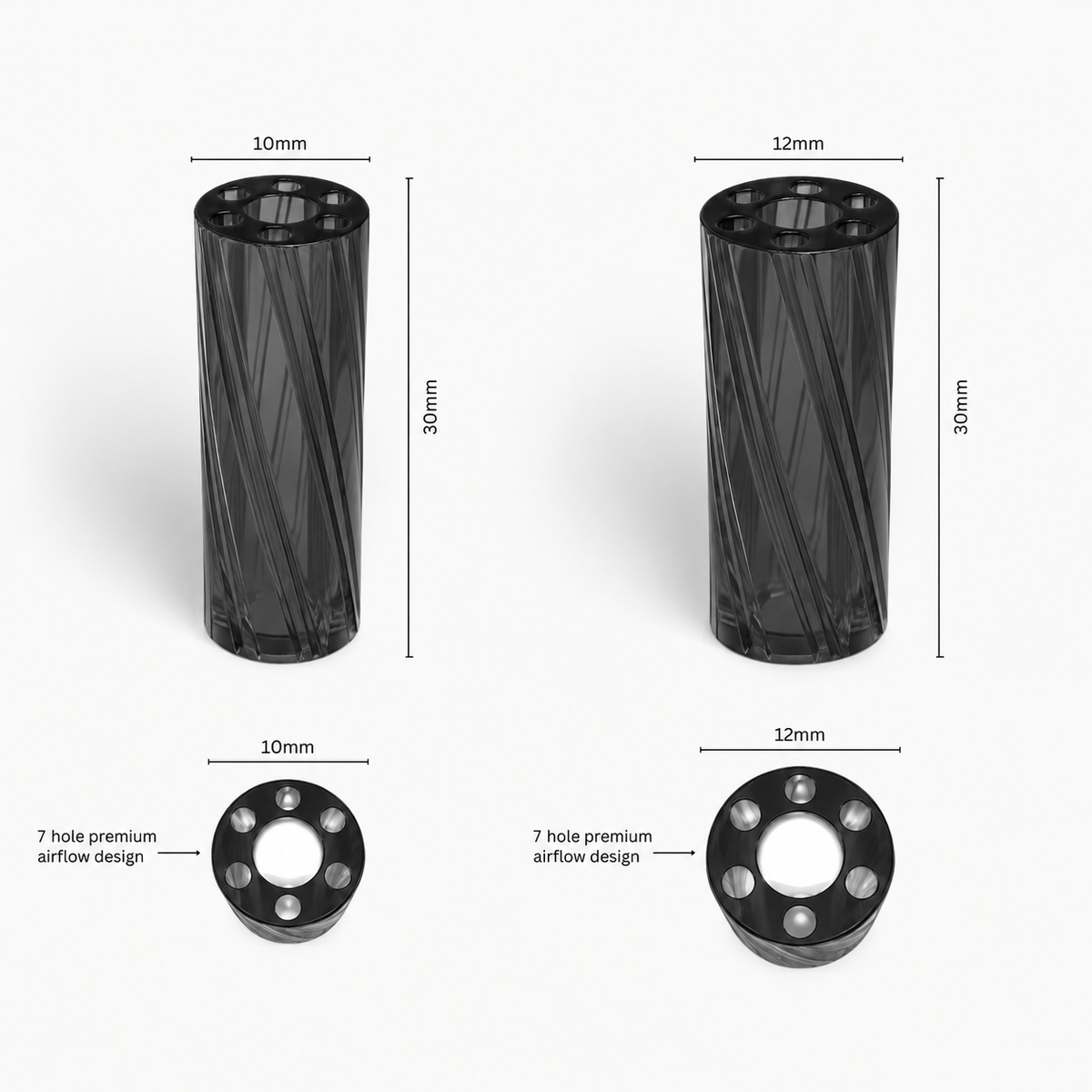Vortex Glass Filter Tips - Unbranded (Black)
