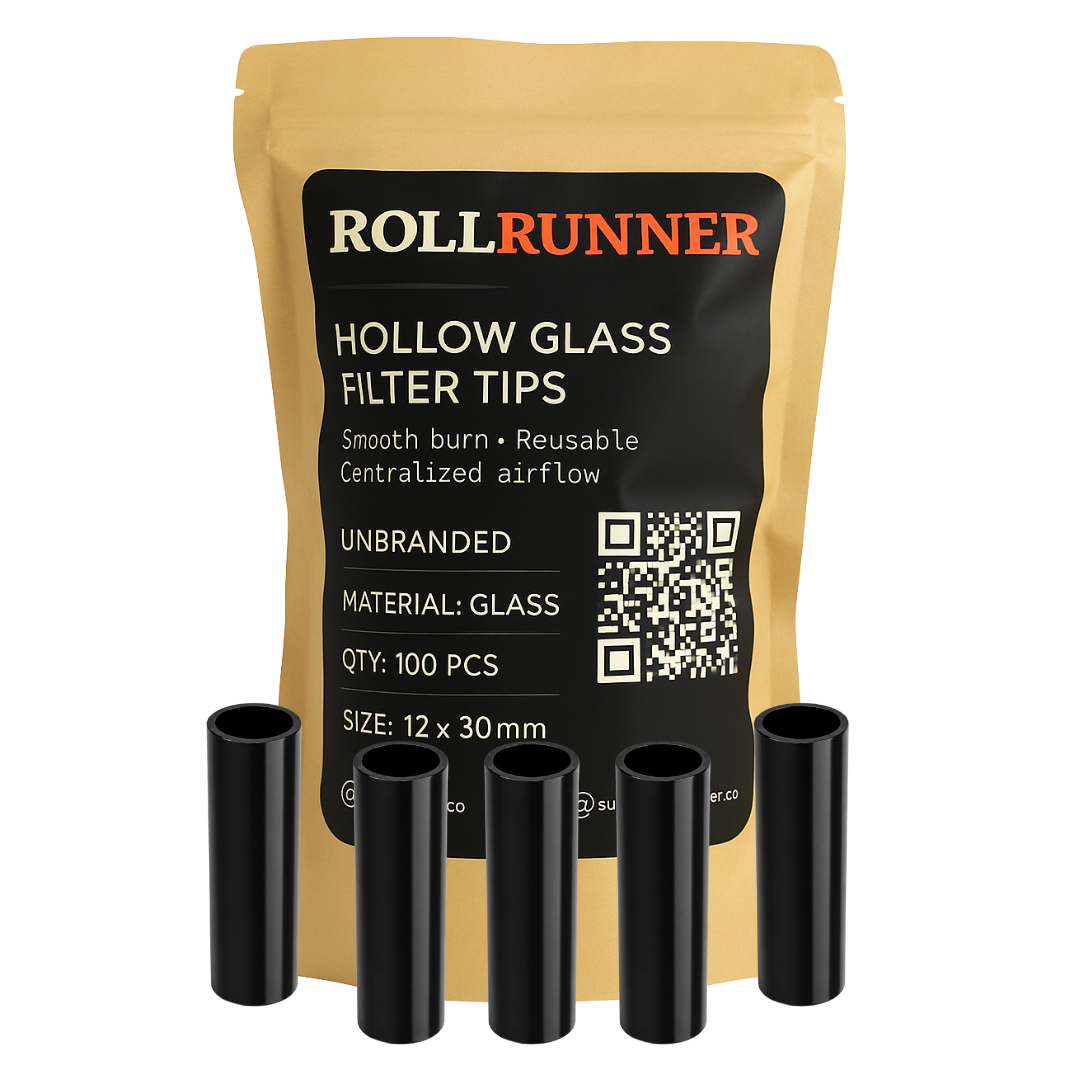 Hollow Tube Glass Filter Tips - Unbranded (Black)