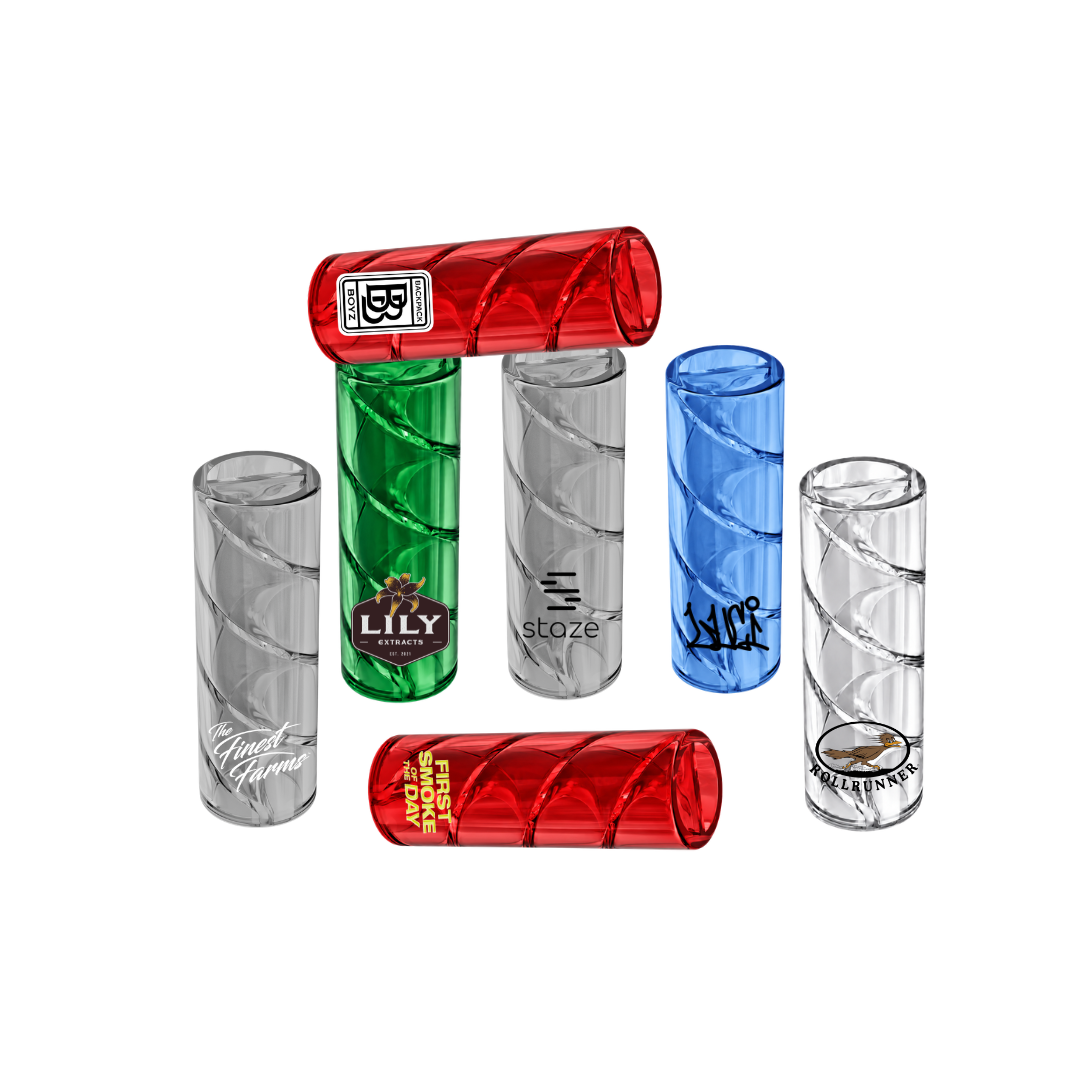 Spiral Glass Filter Tips – Custom Logo (Clear)