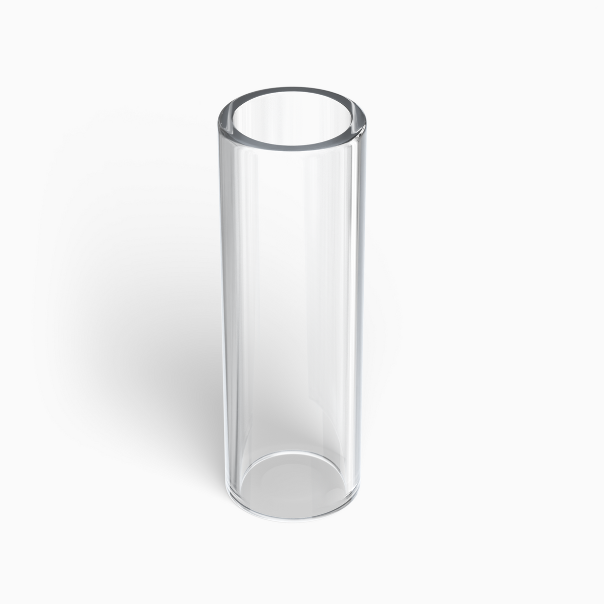 Single clear Hollow Tube borosilicate glass filter tip shown without a logo, ready for custom branding.
