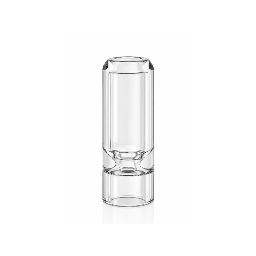 Single clear Hourglass Bullet glass filter tip with bullet-style mouthpiece and internal hourglass restrictor.