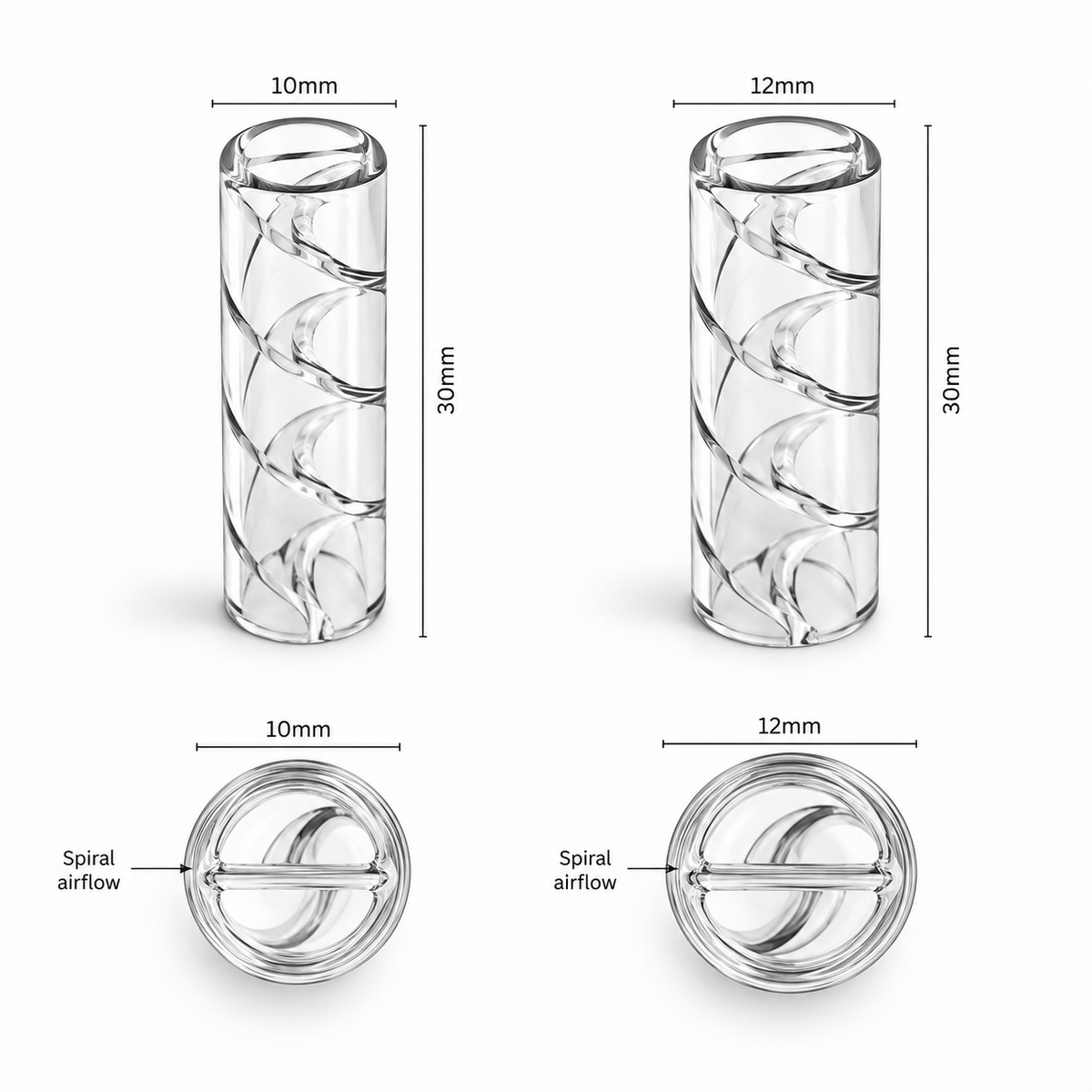 Spiral Glass Filter Tips – Unbranded (Clear)
